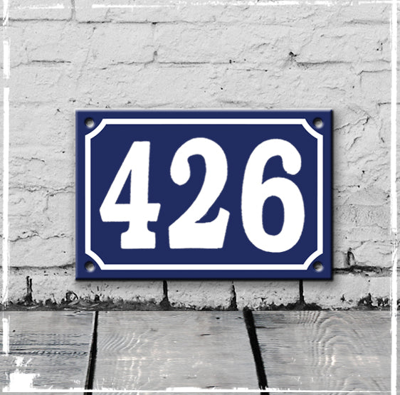 Blue - french enamel house number - 426, Hand drawn typeface