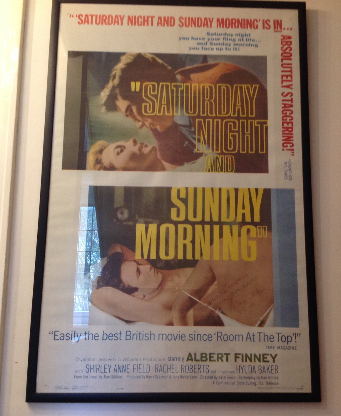 Limited Edition Original 1960s Film Poster “Saturday Night & Sunday Morning” Numbered 61/189 signed by Alan Sillitoe.