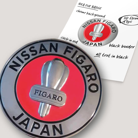 Nissan Figaro Car Grille Enamel Badge - 100mm diameter.