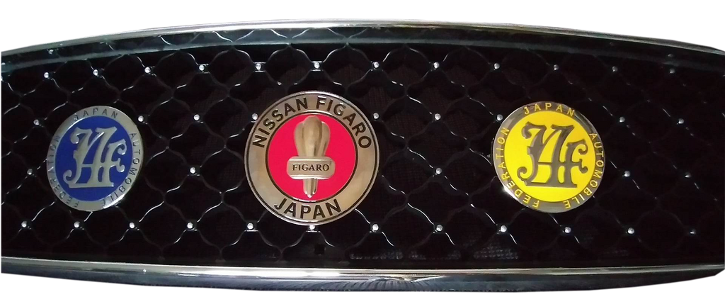 Nissan Figaro Car Grille Enamel Badge - 100mm diameter.